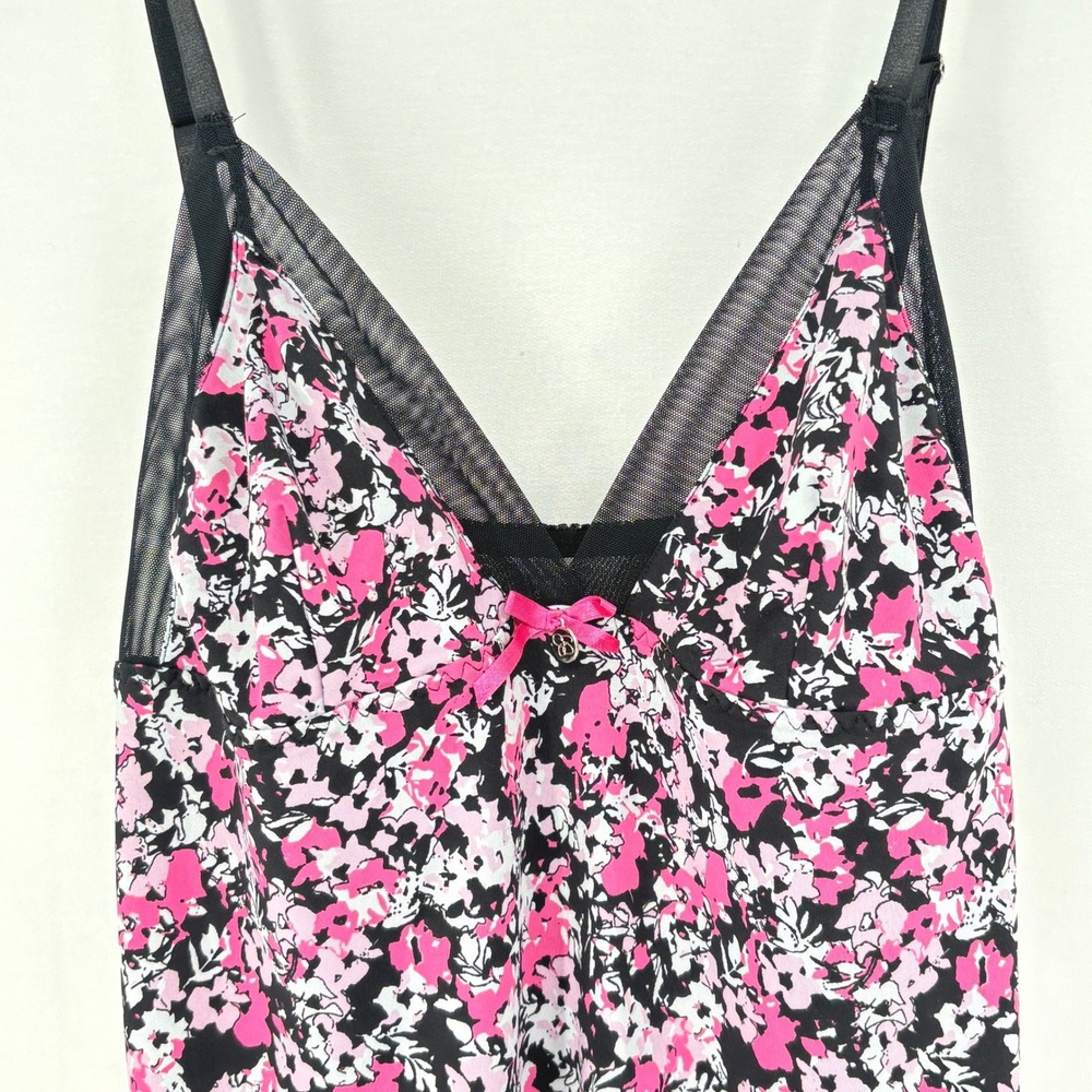 Jessica Simpson Pink Floral Mesh Babydoll Slip Dress Womens S Sheer Y2K Coquette - Picture 2 of 6